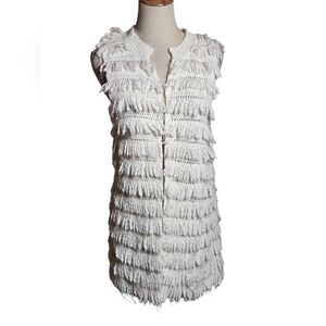 Rampage Vintage White Fur Fuzzy Long Hippie Boho Vest